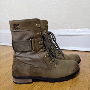 Sorel Waterproof Emelie Conquest olive green boots 9.5